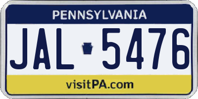 PA license plate JAL5476