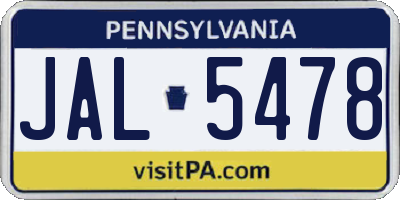PA license plate JAL5478