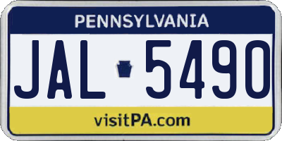 PA license plate JAL5490