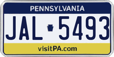 PA license plate JAL5493