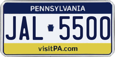 PA license plate JAL5500