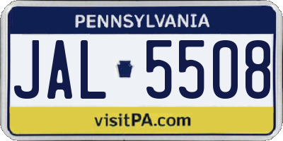 PA license plate JAL5508
