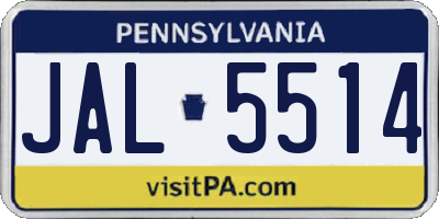PA license plate JAL5514