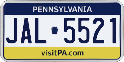 PA license plate JAL5521