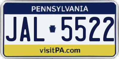 PA license plate JAL5522