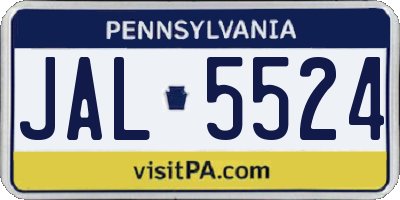 PA license plate JAL5524