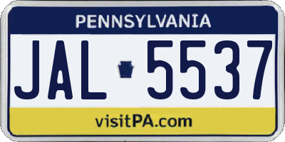 PA license plate JAL5537