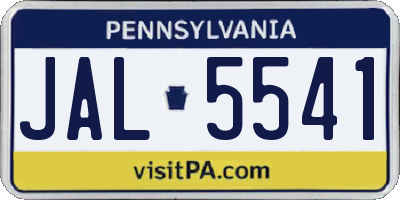 PA license plate JAL5541