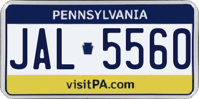 PA license plate JAL5560