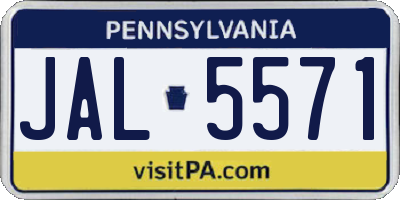 PA license plate JAL5571