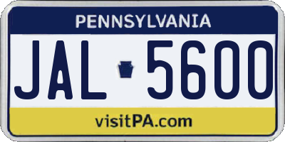 PA license plate JAL5600
