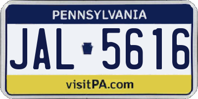 PA license plate JAL5616