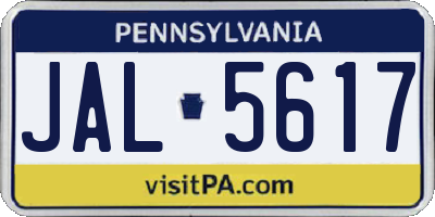 PA license plate JAL5617