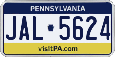 PA license plate JAL5624
