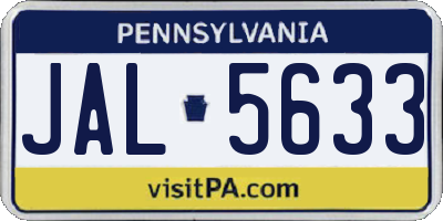 PA license plate JAL5633