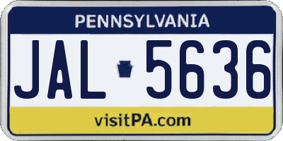 PA license plate JAL5636