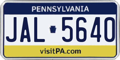 PA license plate JAL5640