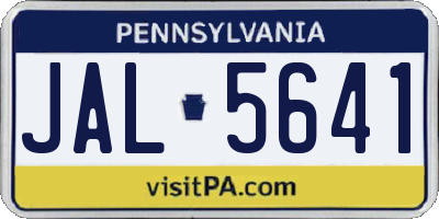 PA license plate JAL5641