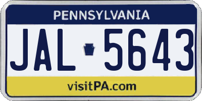 PA license plate JAL5643
