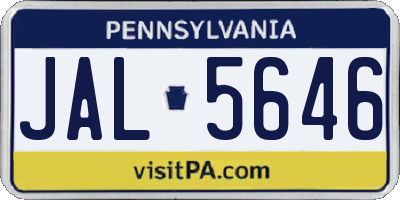 PA license plate JAL5646