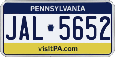 PA license plate JAL5652