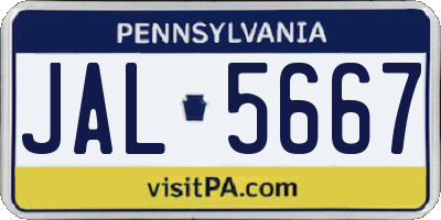 PA license plate JAL5667