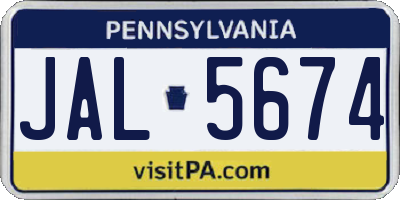 PA license plate JAL5674