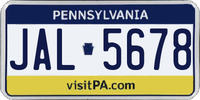 PA license plate JAL5678