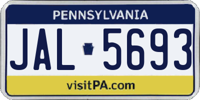 PA license plate JAL5693
