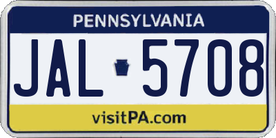 PA license plate JAL5708