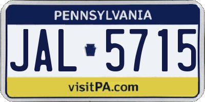 PA license plate JAL5715