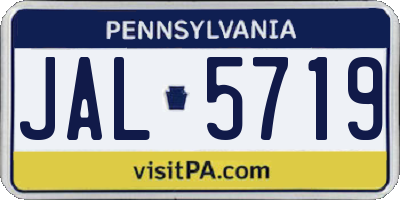 PA license plate JAL5719