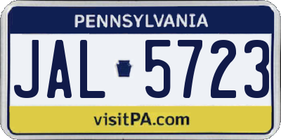 PA license plate JAL5723