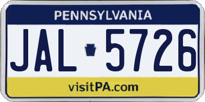 PA license plate JAL5726