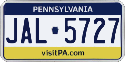 PA license plate JAL5727