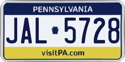 PA license plate JAL5728