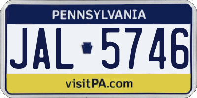 PA license plate JAL5746