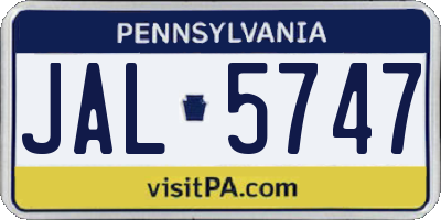 PA license plate JAL5747