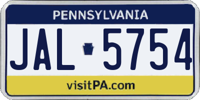 PA license plate JAL5754