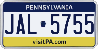 PA license plate JAL5755