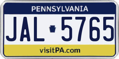PA license plate JAL5765