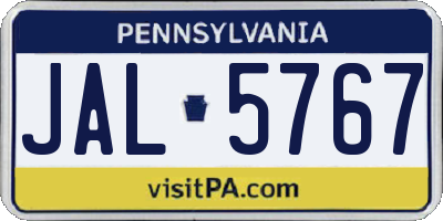 PA license plate JAL5767