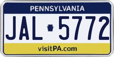 PA license plate JAL5772