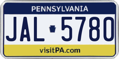 PA license plate JAL5780