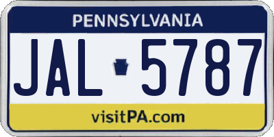 PA license plate JAL5787