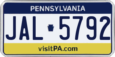 PA license plate JAL5792