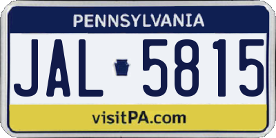 PA license plate JAL5815