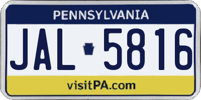 PA license plate JAL5816