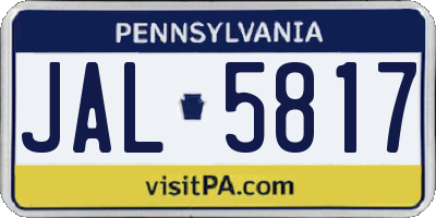 PA license plate JAL5817