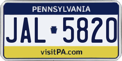 PA license plate JAL5820